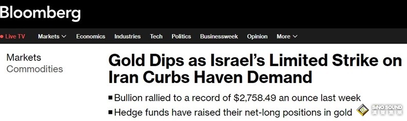 伊朗剛剛又傳來重量級消息！市場避險情緒進一步降溫 金價日內大跌逾20美元