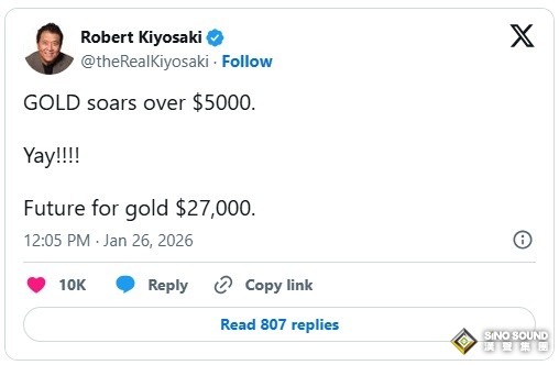 《富爸爸窮爸爸》作者語出驚人！羅伯特·清崎預測黃金價格將漲至27,000美元