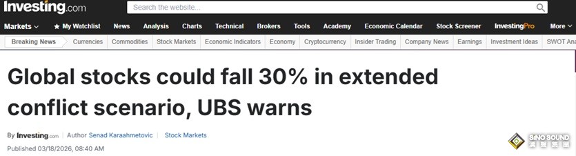 瑞銀髮駭人警告！如果中東衝突出現這種局面 全球股市恐暴跌30%